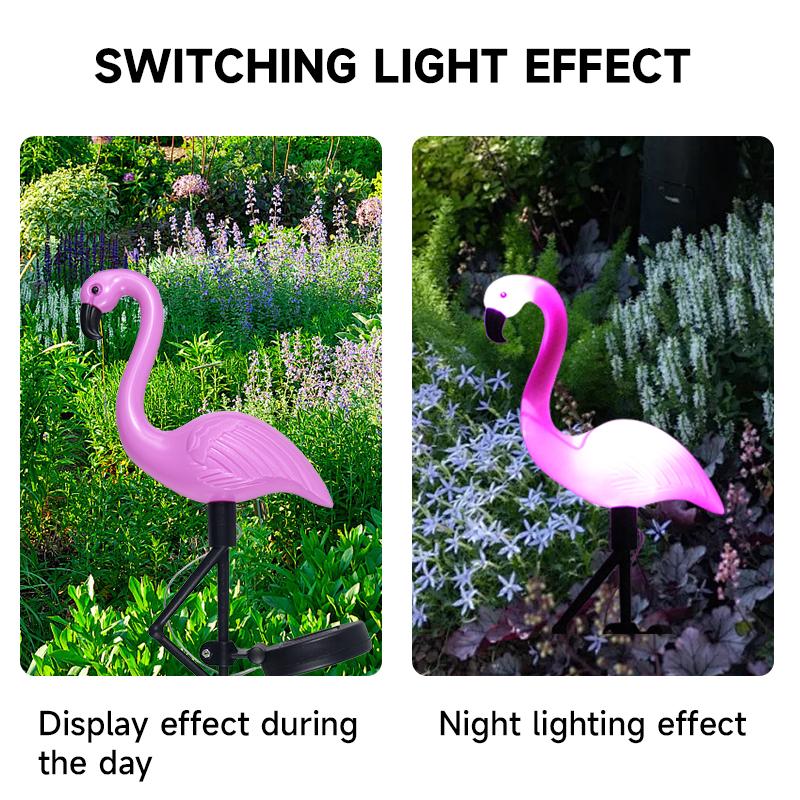 Group Solar Flamingo Light Purple Flamingo Garden Decoration Lamp LED Outdoor Waterproof Ground Lawn Light Patio Walkway Lamp