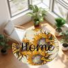 Cute Highland Cow Sunflower Round Carpet Farmhouse Living Room Bedroom Home Floor Decor Mat Soft Non-slip Circle Rug