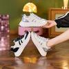 3233 Autumn Small Size Leather Sneakers for Women, Korean Version of Thick-soled Inner Height-increasing Dad Shoes for Women, Lace-up Casual Sho