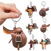 Horse Western Cowboy Saddle Shape Keychain Acrylic Charm Pendant Hanging Keyring Decoration Car Key Rings Holder Gifts Not 3D