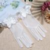 White Satin Bride Gloves Bowknot Lace Wedding Gloves Wedding Dress Gloves Etiquette Hand Wedding Dress Accessories