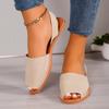 2024 High Quality Shoes Ladies Peep Toe Women's Sandals Plus Size Casual Sandals Women Round Toe Slip On Flat with Shoes Female