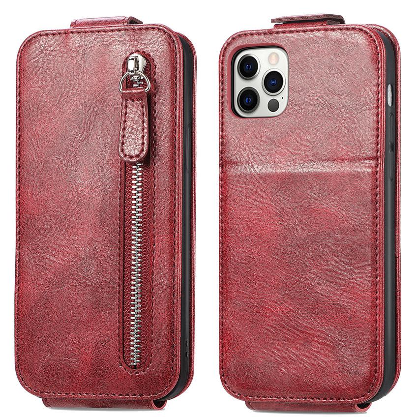 Flip Up Down Zipper Wallet Leather Cover For Iphone 13 12 11 Pro Xr Xs X Max 7 8 Plus 6 6s Se 2020 Card Stand Case
