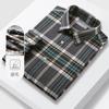 Soft and warm brushed plaid long-sleeved shirt for men