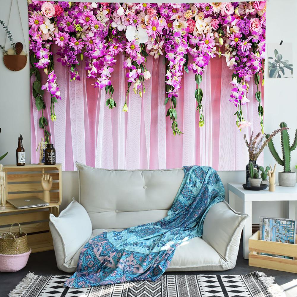 Colorful Floral Plant Print Tapestry Rose Art Pattern Tapestry Home Bedroom Decorative Tapestry