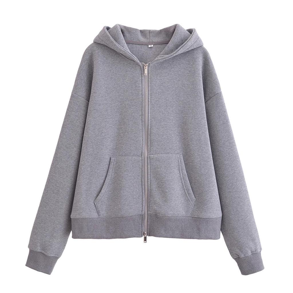 Весна 2025 Женский повседневный комплект куртка-свитшот на молнии и фланелевые брюки прямого кроя