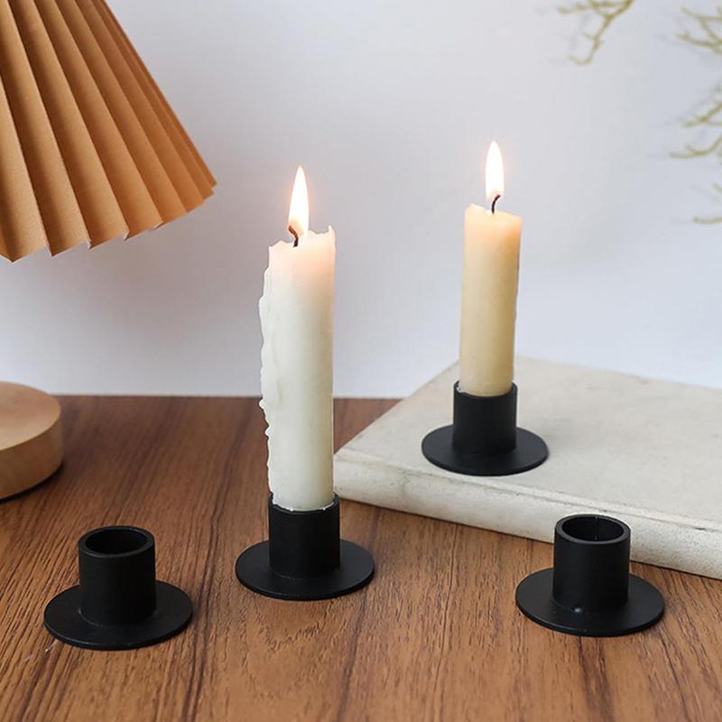 1/4/6Pcs Matte Black Party Iron Elegance Tables Decor Wedding Centerpieces Round Candlestick Holder Candle Holder