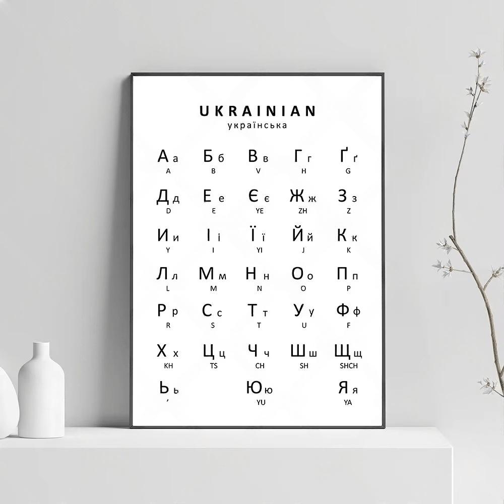 Плакат с русским, украинским и болгарским алфавитами, таблица для изучения языков, печать на холсте, образовательные настенные картины, декор для детской комнаты