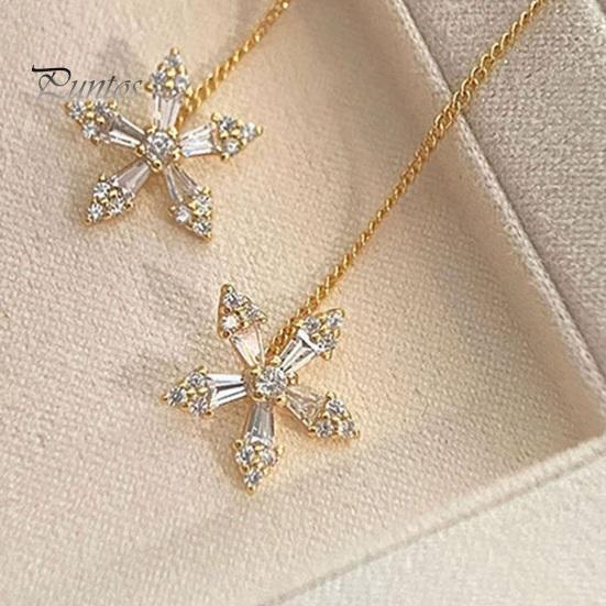 1 пара женских серег, линейные серьги с длинной кисточкой в форме цветка, блестящий кубический цирконий из нержавеющей стали, изысканные украшения для ушей, ювелирные изделия для леди, выпускного вечера, вечеринки