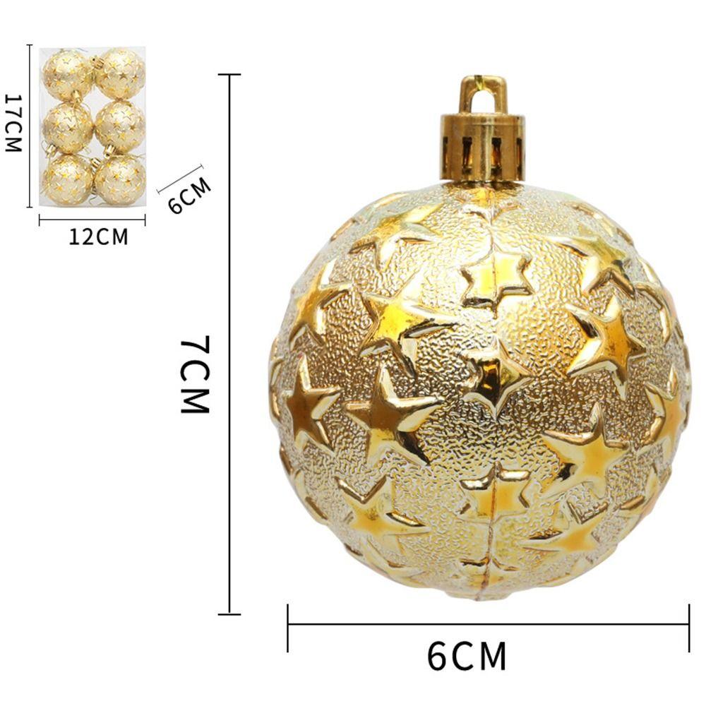 6pcs Colorful Star Christmas Balls Set Shatterproof Xmas Tree Pendants  Merry Christmas Decoration
