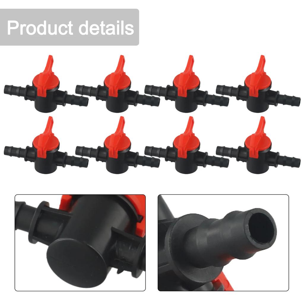 8Pcs Straight Through Switch Valve Garden Hose Faucet Irrigation Water Valve 8/11mm Pipe Drip Hose Connector Shut-Off Switch
