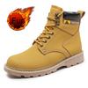 Модные мужские осенне-зимние ботинки до щиколотки желто-коричневые с мехом из натуральной кожи повседневная обувь высокого качества для мужчин на открытом воздухе рабочая обувь 2024