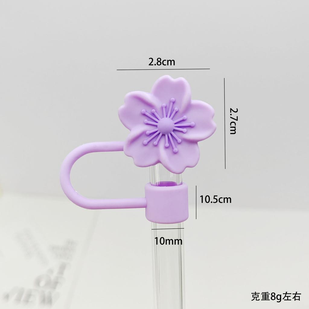 1pcs Straw Cover Cap for Stanley Cup Begonia Flower Dust-Proof Straw Toppers 10mm Reusable Silicone Straw Tips Lids Party Decor