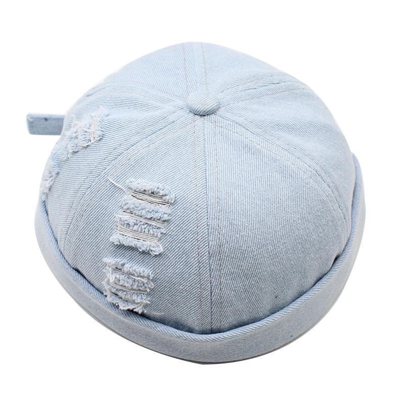 Минималистичная джинсовая кепка-матроска кросс-бордер, однотонная, грубая и красивая кепка-дыня, хип-хоп кепка без козырька