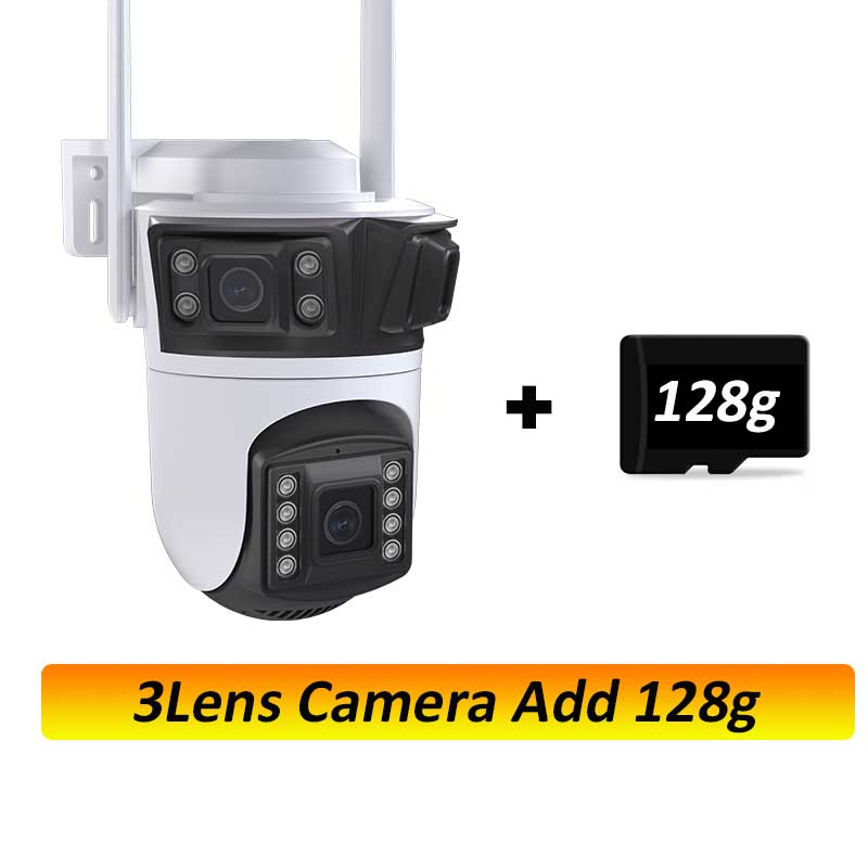 IP-камера PTZ с тремя объективами, уличная 6K HD, трехэкранная Wi-Fi камера безопасности с автоматическим отслеживанием, 4K, беспроводная камера видеонаблюдения с двумя объективами iCsee