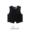 Araltay New Western Style Women Clothes Versitile Fashion Simple Golden Button Double Placket Top 3897151
