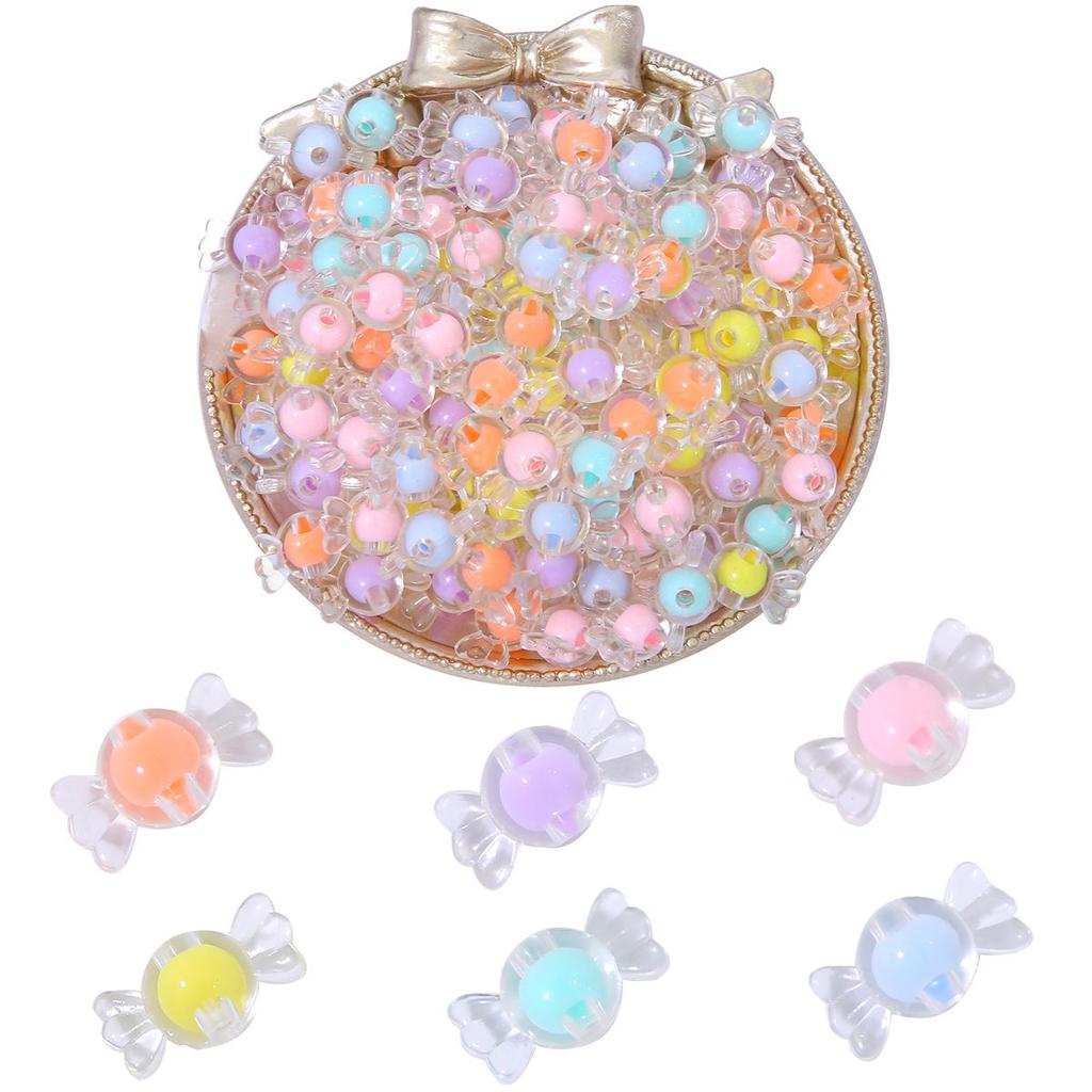 17x9mm 50pcs Acrylic Plastic Candy Shape Beads for DIY Jewelry Craft Making