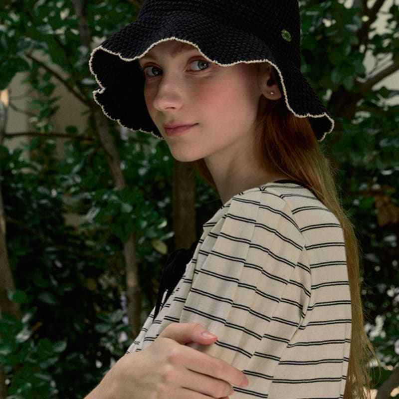 NONLOCAL Olivia Summer Knitted Bucket Hat - Black