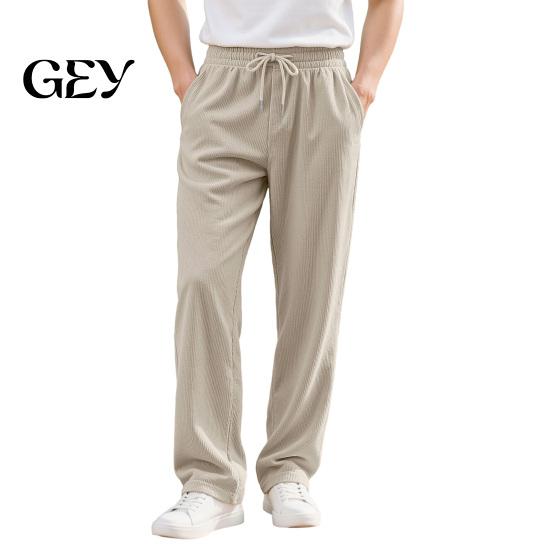 Work School Casual Trousers Men Corduroy Baggy Sweatpants, Drawstring Waist Straight Leg Joggers, Loose Solid Color Athletic Pants for Jogging