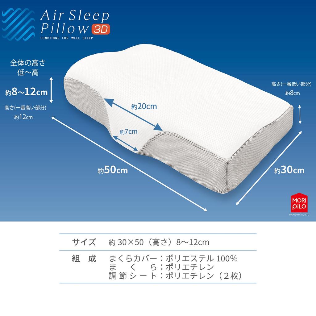 MORIPiLO High-Resilience Firm Pillow (AirSleep Fiber Pillow, 3D, Sleep on Air), Highly Breathable, Airy, Fully Washable, Includes Cover, White,