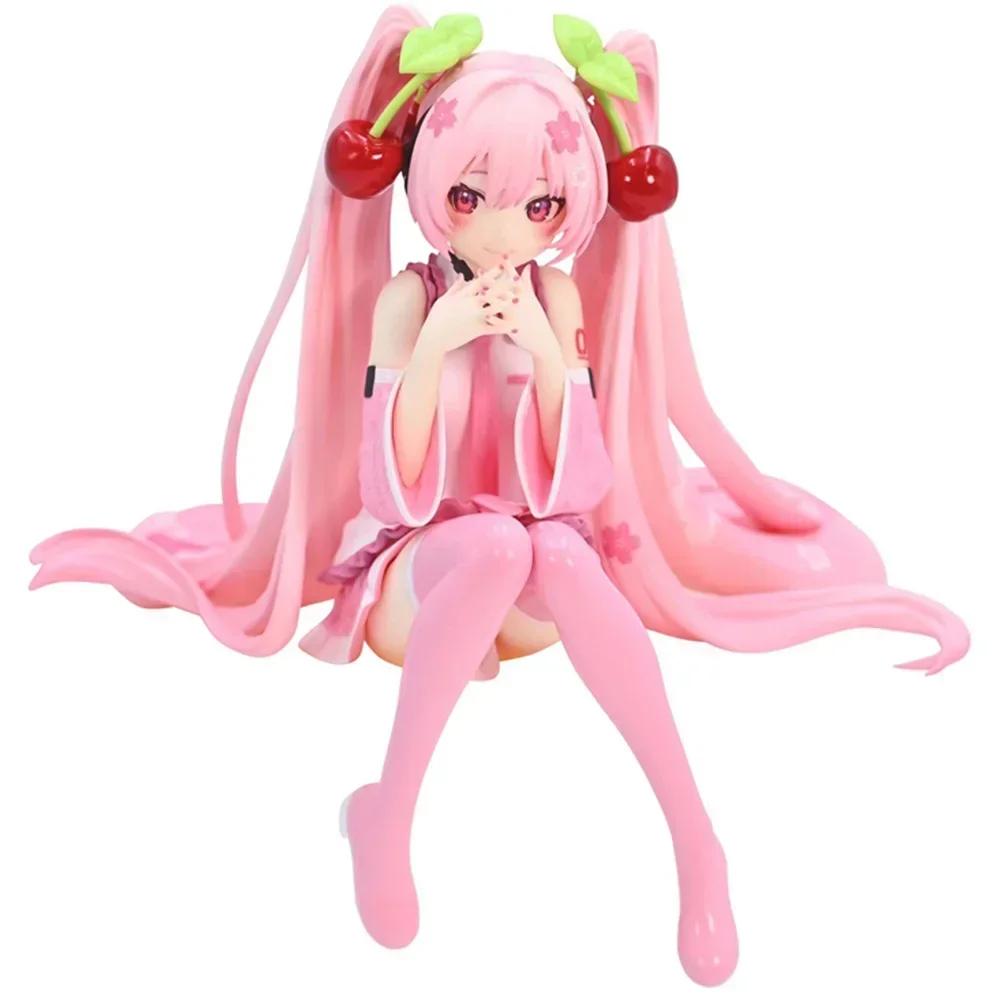 12cm Hatsune Miku Anime figure Pink Dress PVC Model Action Toys Cherry Pink Cherry Blossom Decoration Collect for Birthday Gift
