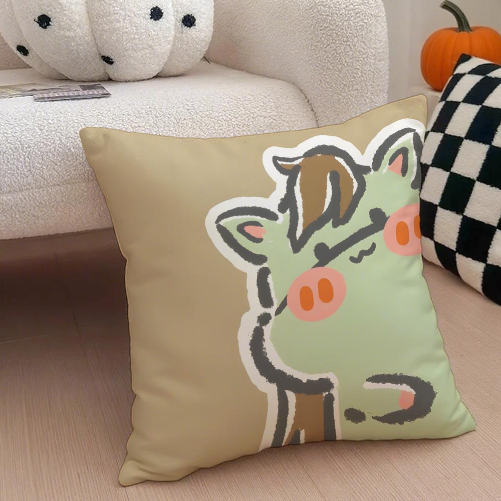 Cute Surprise Animals In The Twelve Zodiac Signs Cushion Cover Throw Pillow Cover Hidden Button Durable Polyester Chair Cushion
