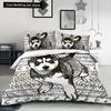 Husky Dog Bedding Set King Queen Size Funny Pet Puppy Duvet Cover for Kids Boys Girls Cute Animal 2/3pcs Polyester Quilt Cover