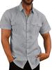 European and American Men's Shirt, Double Pocket Cotton Linen Short Sleeved Shirt, Casual Vacation Shirt