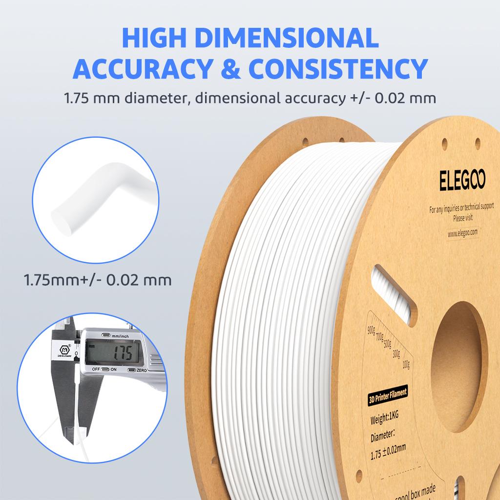 ELEGOO PLA+ Филамент 1,75 мм Набор 2 кг Пластик 3D PLA для большинства FDM 3D-принтеров Точность размеров +/- 0,02 мм 2 шт. * 1 кг Набор PLA+