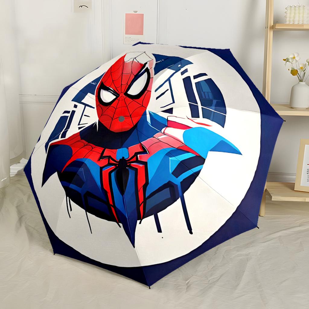 Spider-man Web Adventure Portable Automatic Umbrella Compact & Durable 8-Rib Design Foldable Design Perfect for Outdoor Adventures Fashionable