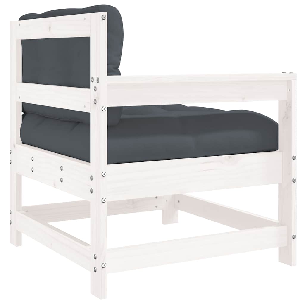 Garden Chair with Cushions White Solid Pine Wood