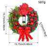 30/40CM Christmas Wreath Elegant Red Christmas Wreath with Warm Lamp Red Round Garland for Window Door Wall Ornament Decor