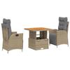 VidaXL Ensemble à Manger de Jardin avec Coussins 3 pcs, Table de Terrasse, Meubles de Patio, Mobilier d'Extérieur, Beige 3277483