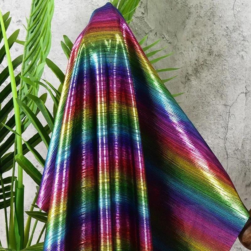 1x1.45 Meter Metallic Gliter Soft Fabric Shiny Gold Silver Fashion High Stretch Bright Silky Cloth for Diy Sewing Dress Fabrics