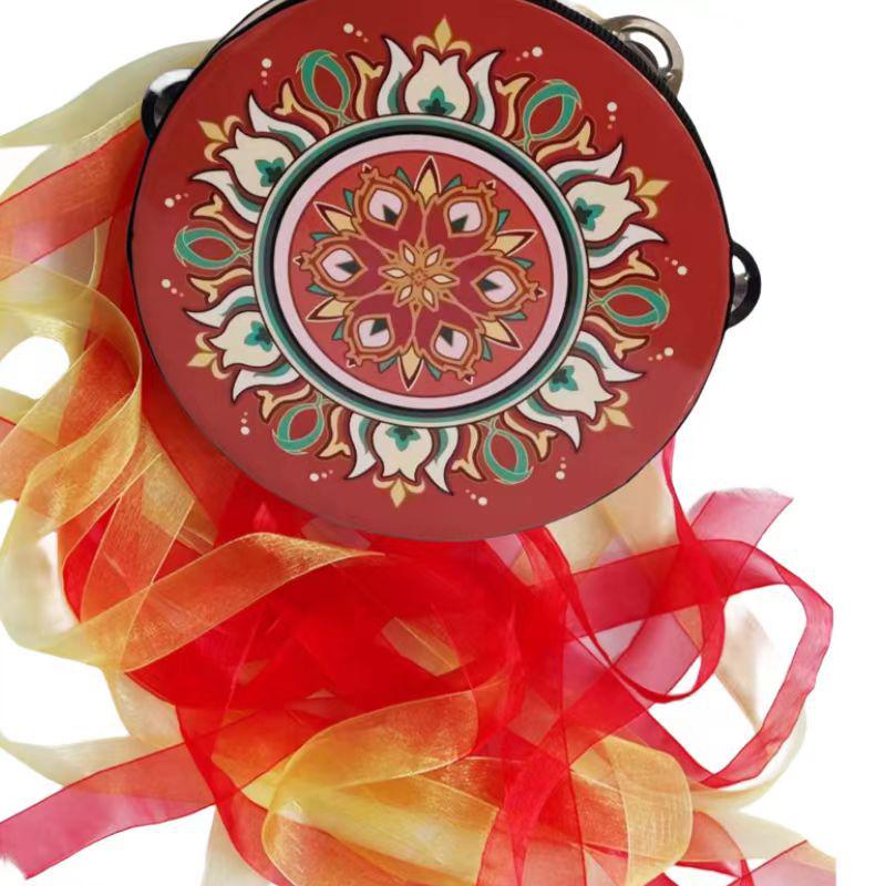 6" & 7" Uyghur Ribbon Tambourine Hand Drum for Dunhuang Apsara Dance