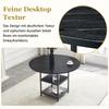 Round Dining Table with 107 cm Diameter and Double Storage Level, Black MDF Top + Metal Frame, Suitable for 2-4 People, For European Family Meals