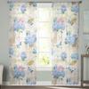 Flower Hydrangea Watercolor Sheer Curtains Transparent Voile Tulle for Bedroom Window Holiday Decoration
