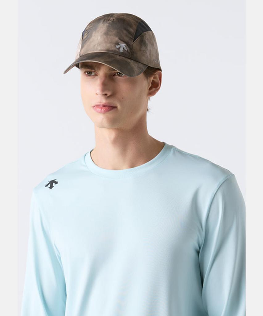 Кепка для бега DESCENTE с окрашенным узором, сетчатая, коричневая, Sr123Rcp1A