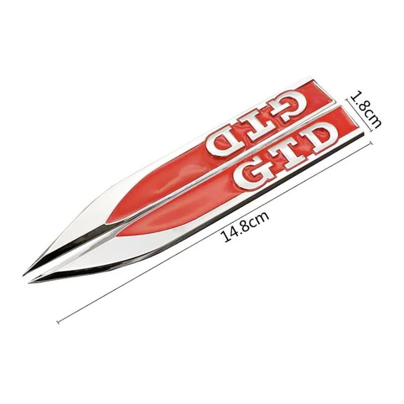AABIP1 2Pcs 3D Metal Car Fender Badge Decal GTD Logo Stickers For Volkswagen VW Golf 4 5 6 7 MK4 MK5 MK6 MK7 GTD Emblem Accessories