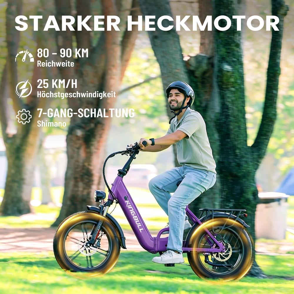 Electric Bicycle Foldable Kingbll Literide 500W Motor 20" Fat Tire City Electric Bike 48V 13.5Ah LCD Display 7 Speed Dual Disc Brakes Max Load 150Kg