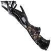WTEMPO Long Patent Leather Gloves Cosplay Clothes Accessories Black Tight Lace Full Finger Gloves Pole Dance Performance Gloves