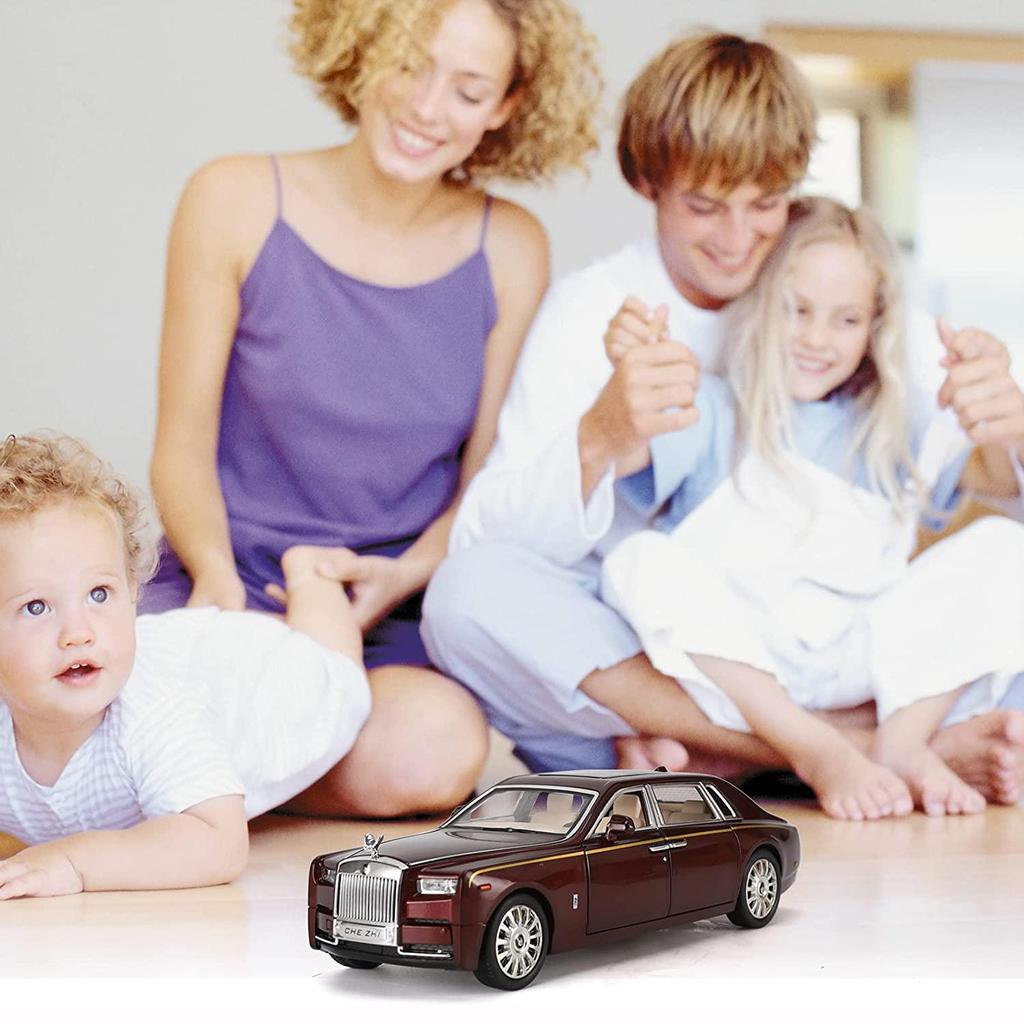 Игрушечный автомобиль Rolls-Royce Phantom 1/24, литая металлическая модель автомобиля для детей 3, 4, 5, 6, 7 лет, со звуковой подсветкой, классический дизайн двери автомобиля, логотип автомобиля можно сложить