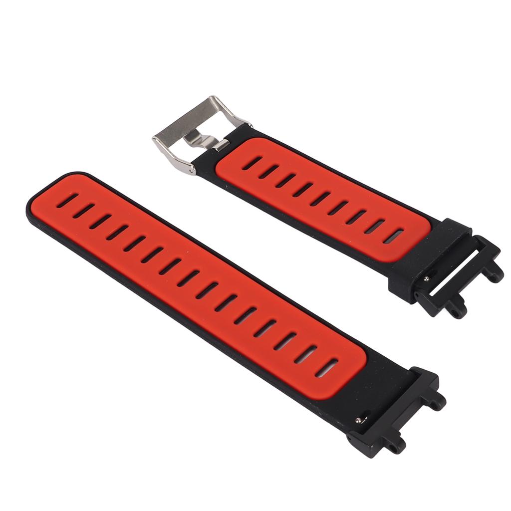 Soft Silicone Watch Strap Adjustable Replacement Band Accessory Fit for Amazfit T Rex 2 Smart Watch Black and Red