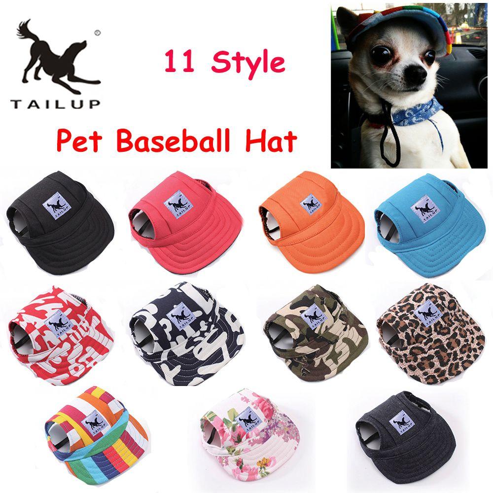 Adjustable Puppy Supply Summer TAILUP Dog Sun Hat Baseball Cap Cotton Canvas Pet
