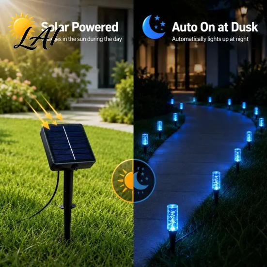 Energy Saving Patio Stake Decorations 10/20Pcs Solar Pathway Lights LED Multicolor Bubble Garden Waterproof Blue Lights for Outdoors Powered Outdoor