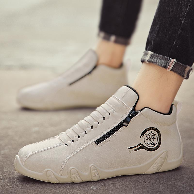 Мужская обувь новая осень уличная повседневная черная маленькие кожаные туфли боковая молния кожаные кроссовки мужские