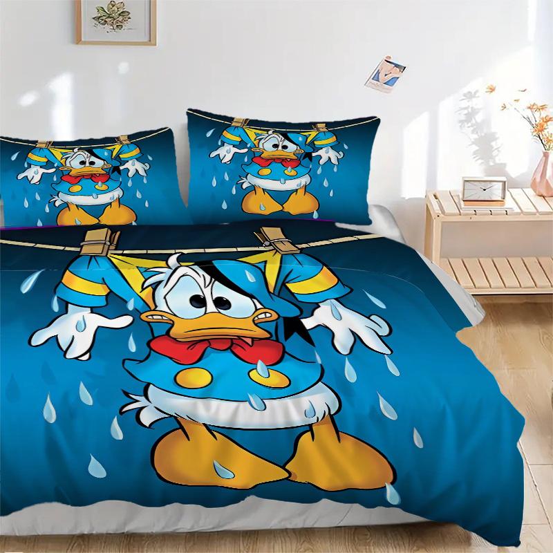 3pcs Dripping Donald Duck Bedding Set, 1 Soft Quilt Cover + 2 Pillowcases, Machine Washable, Suitable for All Seasons, Perfect Gift for Fami