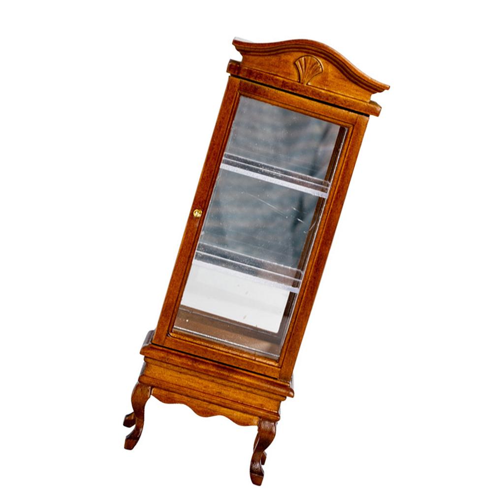 Миниатюрный деревянный шкаф-витрина масштаба 1/12 для кукольного домика, аксессуары, ручная работа, реалистичная модель винного шкафа, мебель