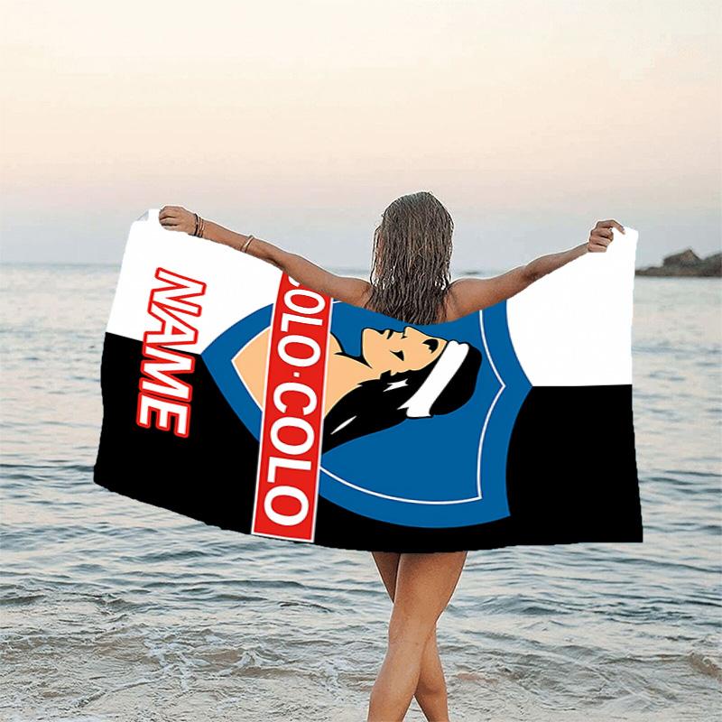 1pc Football4 Beach Towel with Custom Name, Beach/Swimming/Bath/Picnic/Camping Towel, Suitable for Seaside Beaches