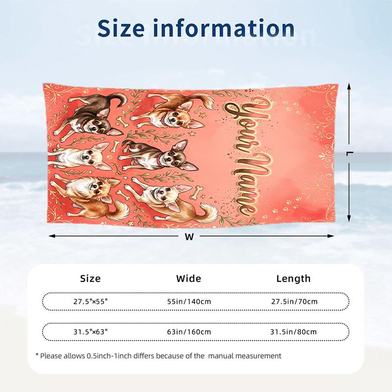 Decorative Artwork Theme Beach Towel Personalized Custom Name & Text Soft Quick Dry Beach Towel for Swimming Travel
